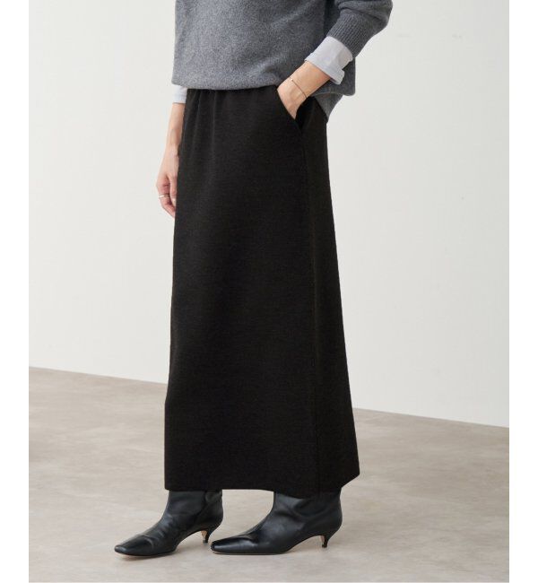 IENA「《追加》スーパーファインスムースニットスカート」|スカート|ブラック