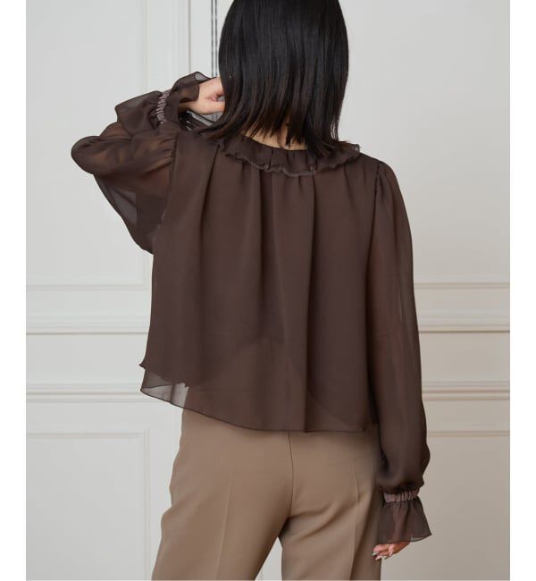 IENA LA BOUCLE「IENA LA BOUCLE ジョーゼットフリル襟ブラウス」|シャツ・ブラウス|