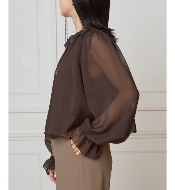 IENA LA BOUCLE「IENA LA BOUCLE ジョーゼットフリル襟ブラウス」|シャツ・ブラウス|