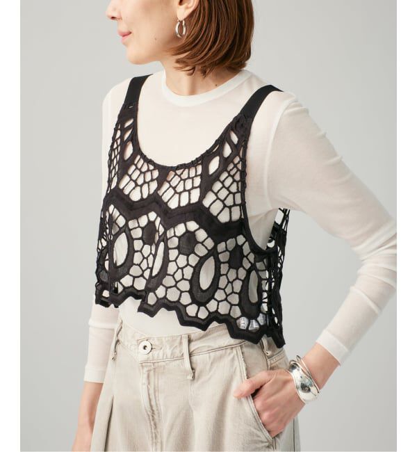 VERMEIL par iena「MATOKAMATOKA マトカマトカ カットワークレースキャミ 3861401004」|シャツ・ブラウス|