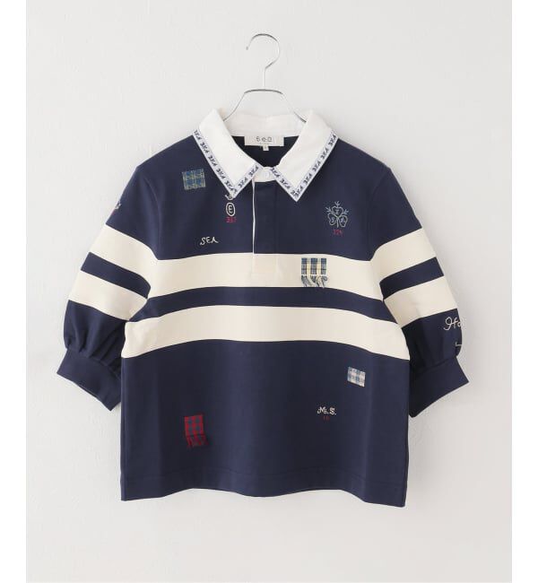 IENA LA BOUCLE「SEA NEW YORK シー ニューヨーク EMB RUGBY シャツ SS26-0005」|Tシャツ・カットソー|ネイビー