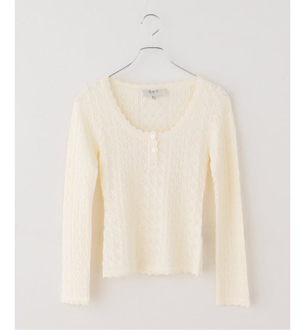 IENA LA BOUCLE「SEA NEW YORK シー ニューヨーク KNIT L/SLV TOP SS26-069」|ニット・セーター|ナチュラル