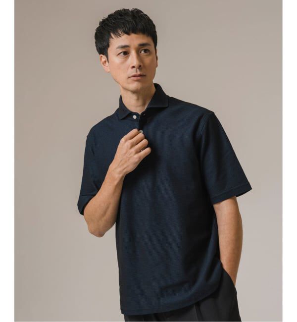 EDIFICE「"吸水速乾＆高通気機能" COOLMAX ハニカムボーダー ポロシャツ」|ポロシャツ|