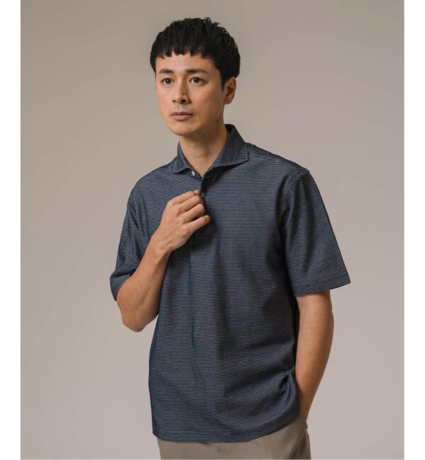 EDIFICE「"吸水速乾＆高通気機能" COOLMAX ハニカムボーダー ポロシャツ」|ポロシャツ|