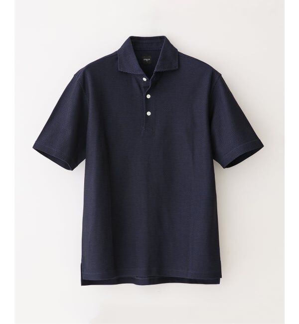 EDIFICE「"吸水速乾＆高通気機能" COOLMAX ハニカムボーダー ポロシャツ」|ポロシャツ|ネイビー