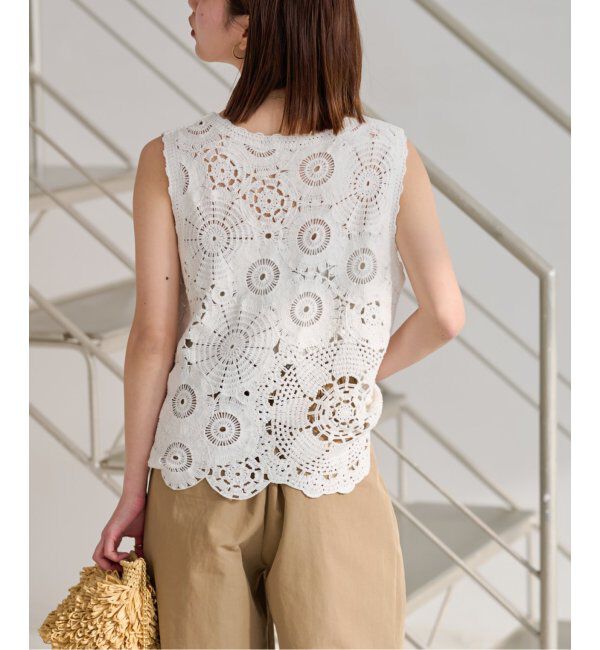 JOURNAL STANDARD relume「《WEB限定追加2》エンブロイダリークロシェノースリーブ」|ニット・セーター|