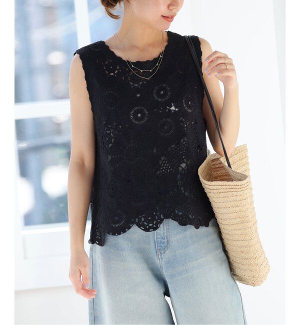 JOURNAL STANDARD relume「《WEB限定追加2》エンブロイダリークロシェノースリーブ」|ニット・セーター|