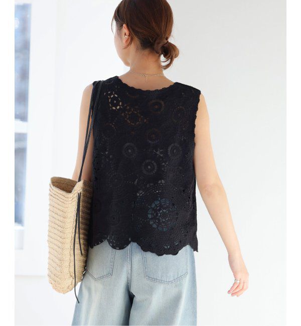 JOURNAL STANDARD relume「《WEB限定追加2》エンブロイダリークロシェノースリーブ」|ニット・セーター|