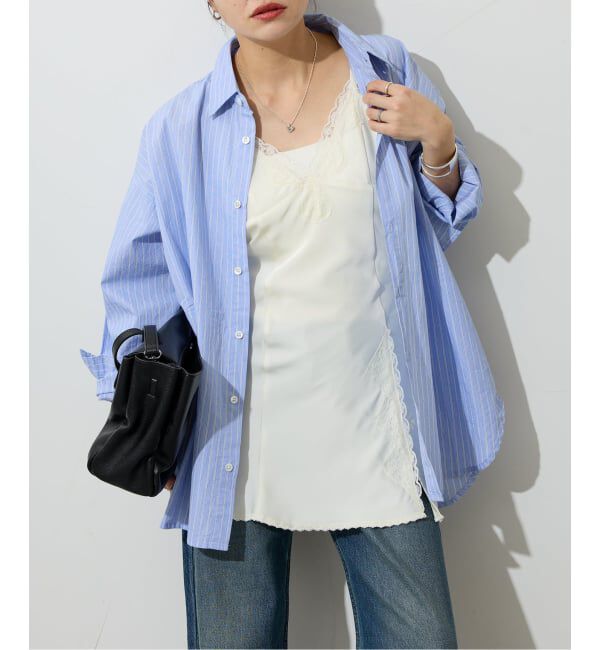 JOURNAL STANDARD「《追加》【LANCER CLOTHING CORPORATION】 オーバーFITストライプシャツ」|シャツ・ブラウス|ブルー A