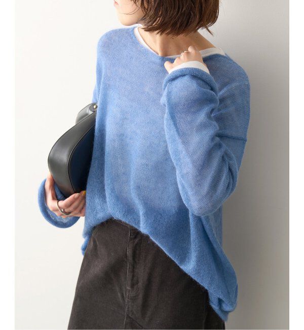 Spick and Span「《WEB限定カラー有り / 追加》ルーズモヘヤMIXボートネックニット」|ニット・セーター|ブルー A