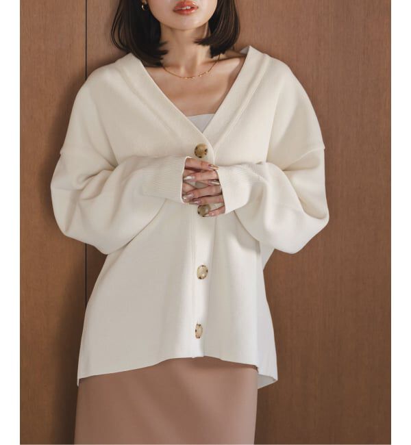 NOBLE「ファインハニカムVネックカーディガン」|カーディガン|