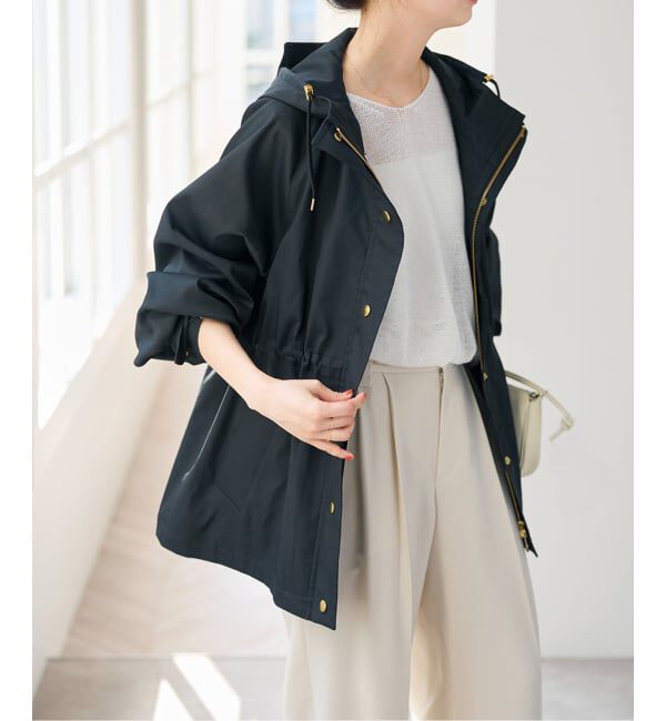 Spick and Span「撥水ツイルフーディーブルゾン」|その他|ブラック