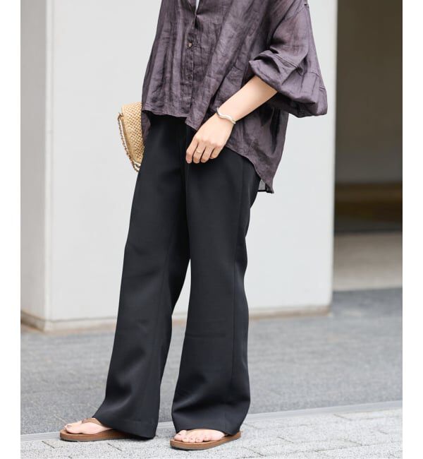 FRAMeWORK「ライトダブルクロスイージースラックス」|スラックス|ブラック