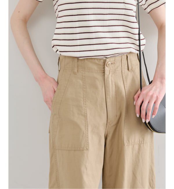 U by SPICK&SPAN「《予約》コットンリネンバレルレッグルーズベイカーパンツ」|カーゴ|