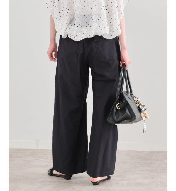 U by SPICK&SPAN「《予約》コットンリネンバレルレッグルーズベイカーパンツ」|カーゴ|