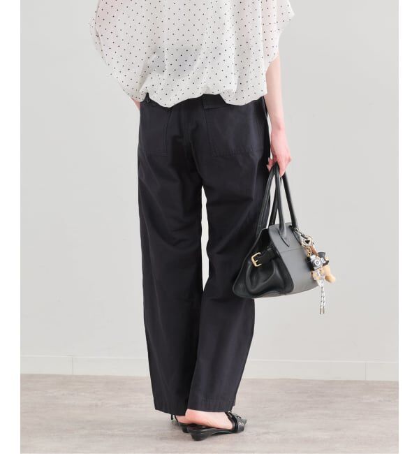 U by SPICK&SPAN「《予約》コットンリネンバレルレッグルーズベイカーパンツ」|カーゴ|