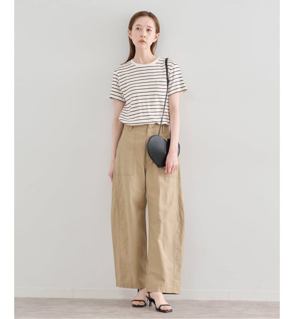 U by SPICK&SPAN「《予約》コットンリネンバレルレッグルーズベイカーパンツ」|カーゴ|