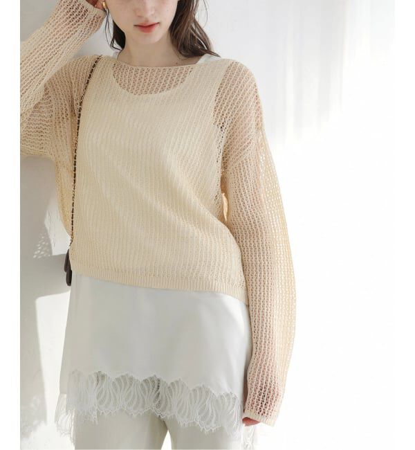  「《予約》【洗える】ペーパーヤーンメッシュプルオーバー」|ニット・セーター|