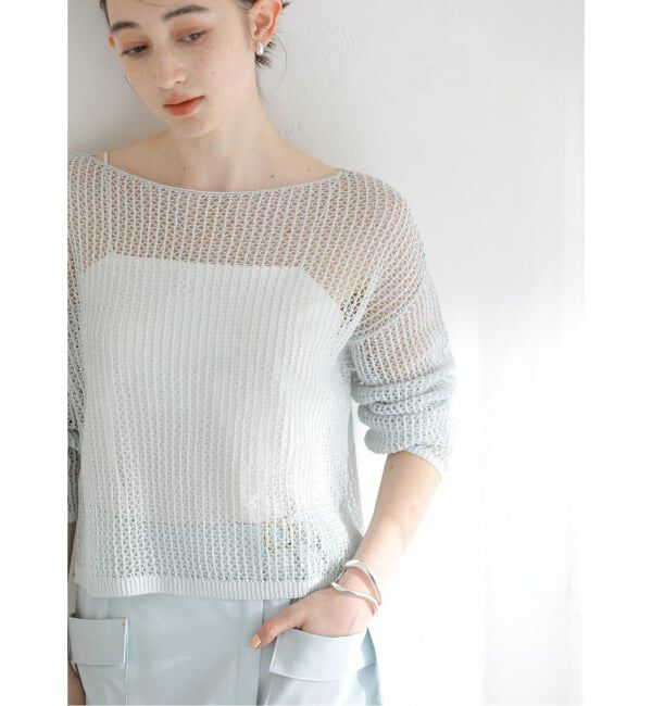  「《予約》【洗える】ペーパーヤーンメッシュプルオーバー」|ニット・セーター|