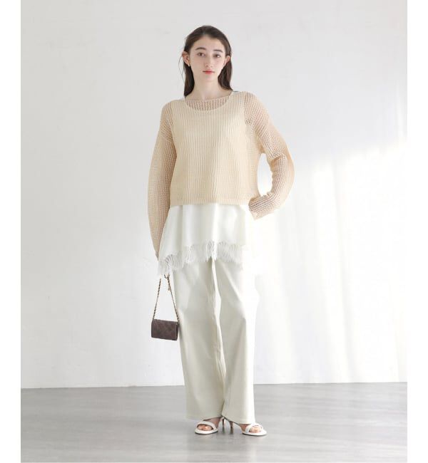  「《予約》【洗える】ペーパーヤーンメッシュプルオーバー」|ニット・セーター|