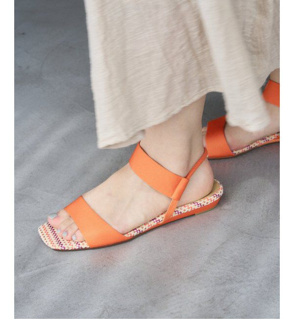  「《追加》2cmゴムストラップサンダル」|サンダル|オレンジ
