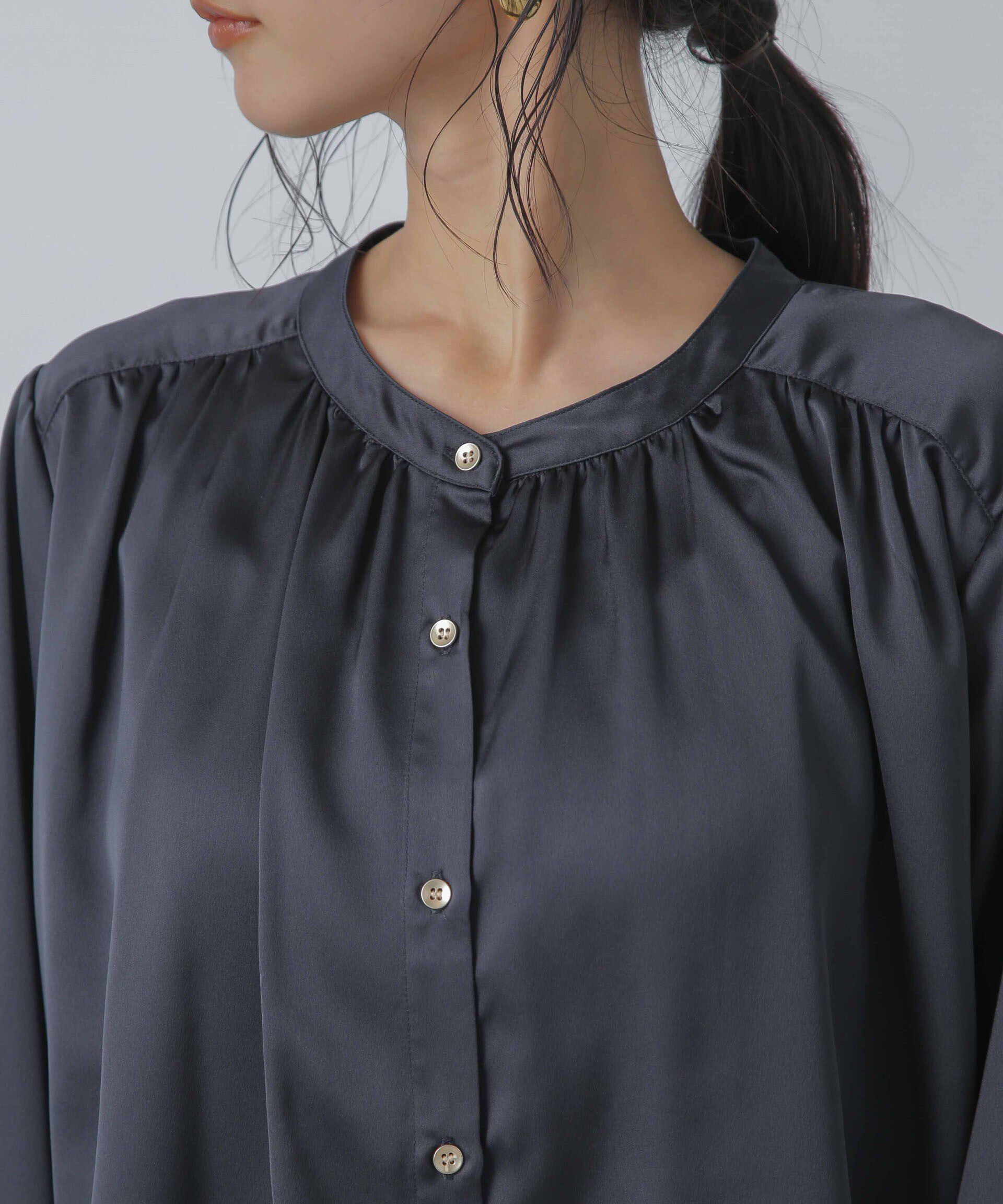 nano･universe「前後2wayサテンギャザーブラウス(セットアップ可)」|シャツ・ブラウス|