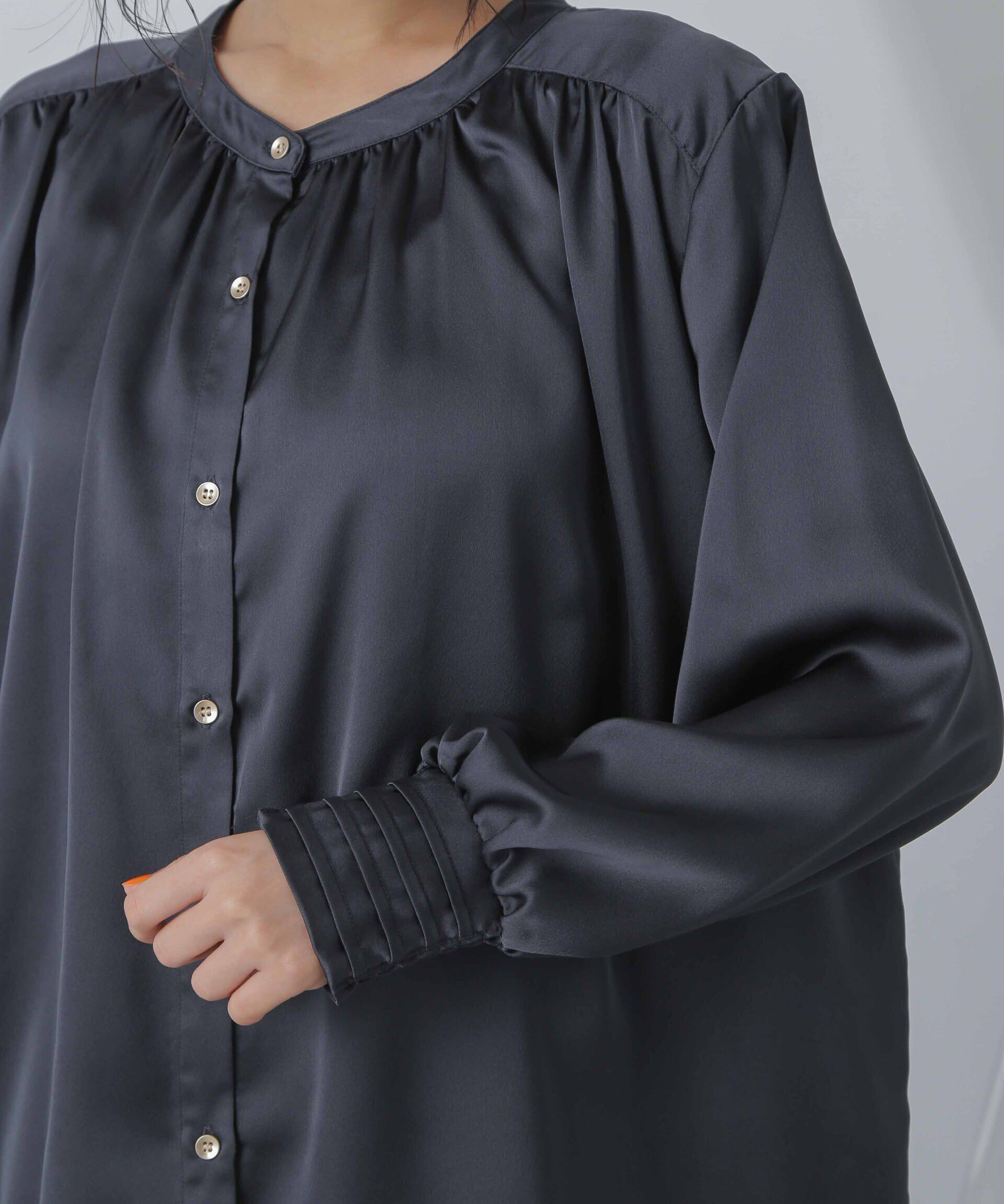 nano･universe「前後2wayサテンギャザーブラウス(セットアップ可)」|シャツ・ブラウス|