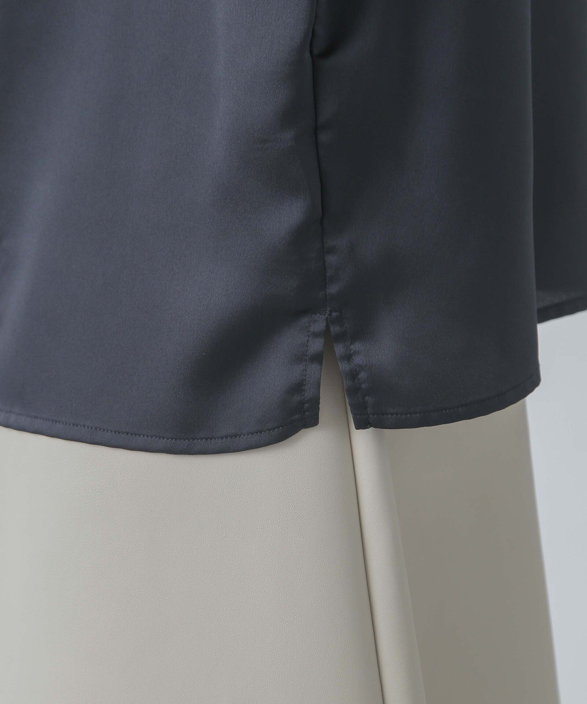 nano･universe「前後2wayサテンギャザーブラウス(セットアップ可)」|シャツ・ブラウス|