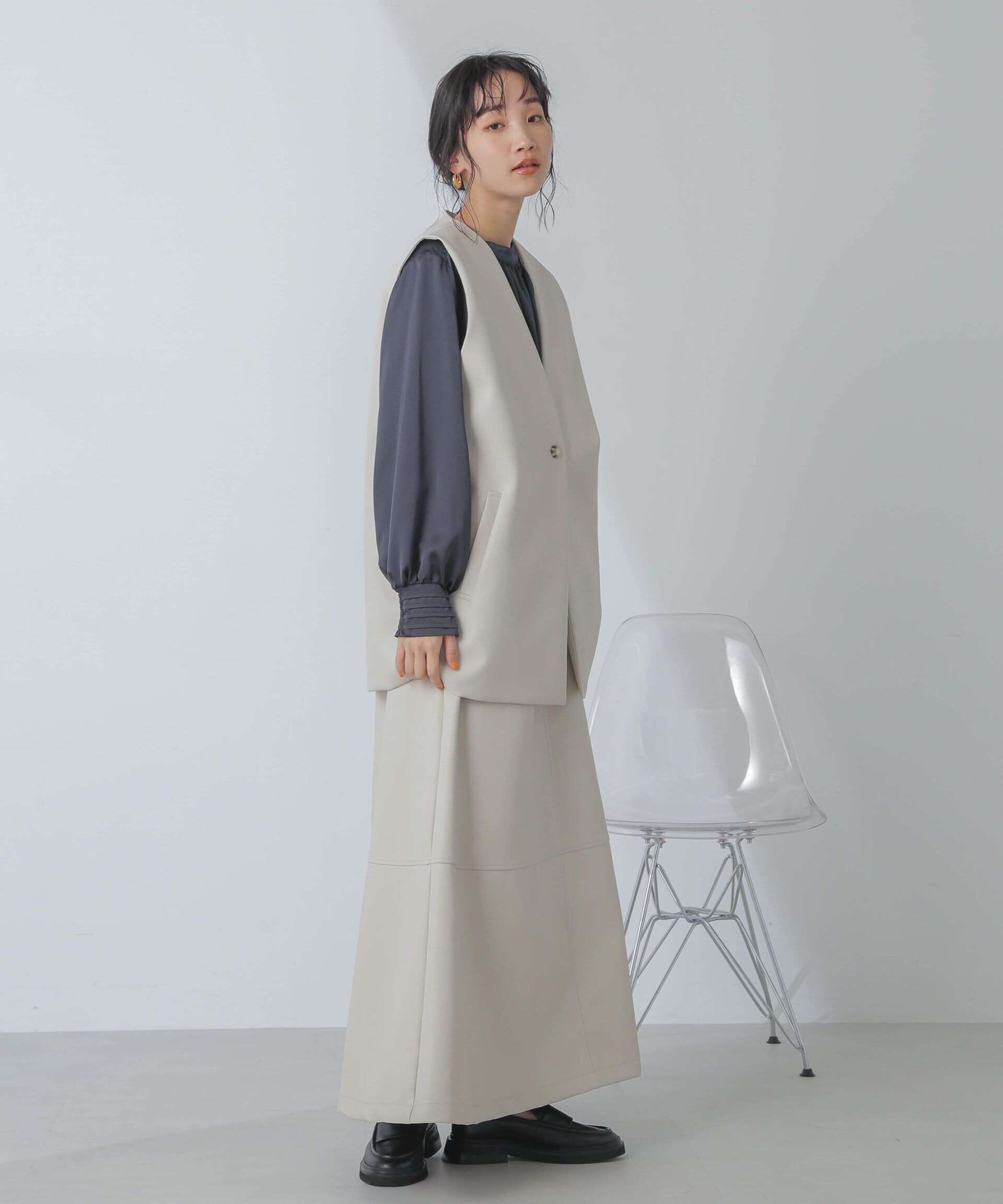 nano･universe「前後2wayサテンギャザーブラウス(セットアップ可)」|シャツ・ブラウス|