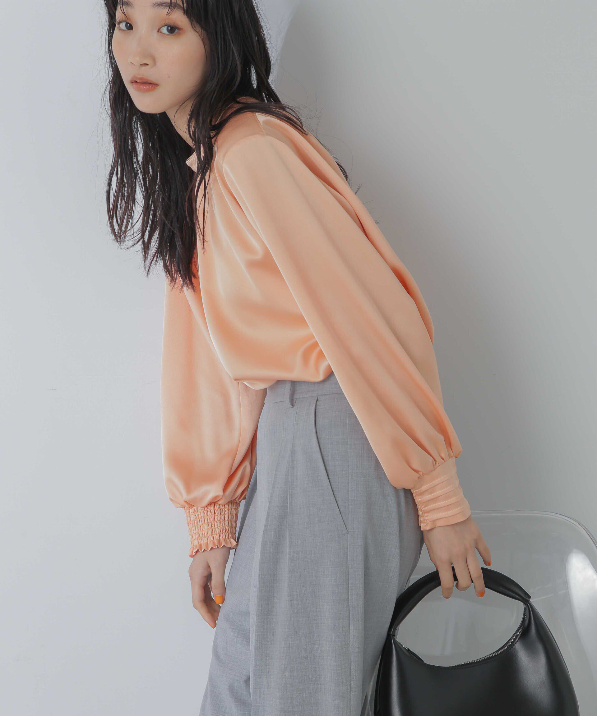 nano･universe「前後2wayサテンギャザーブラウス(セットアップ可)」|シャツ・ブラウス|