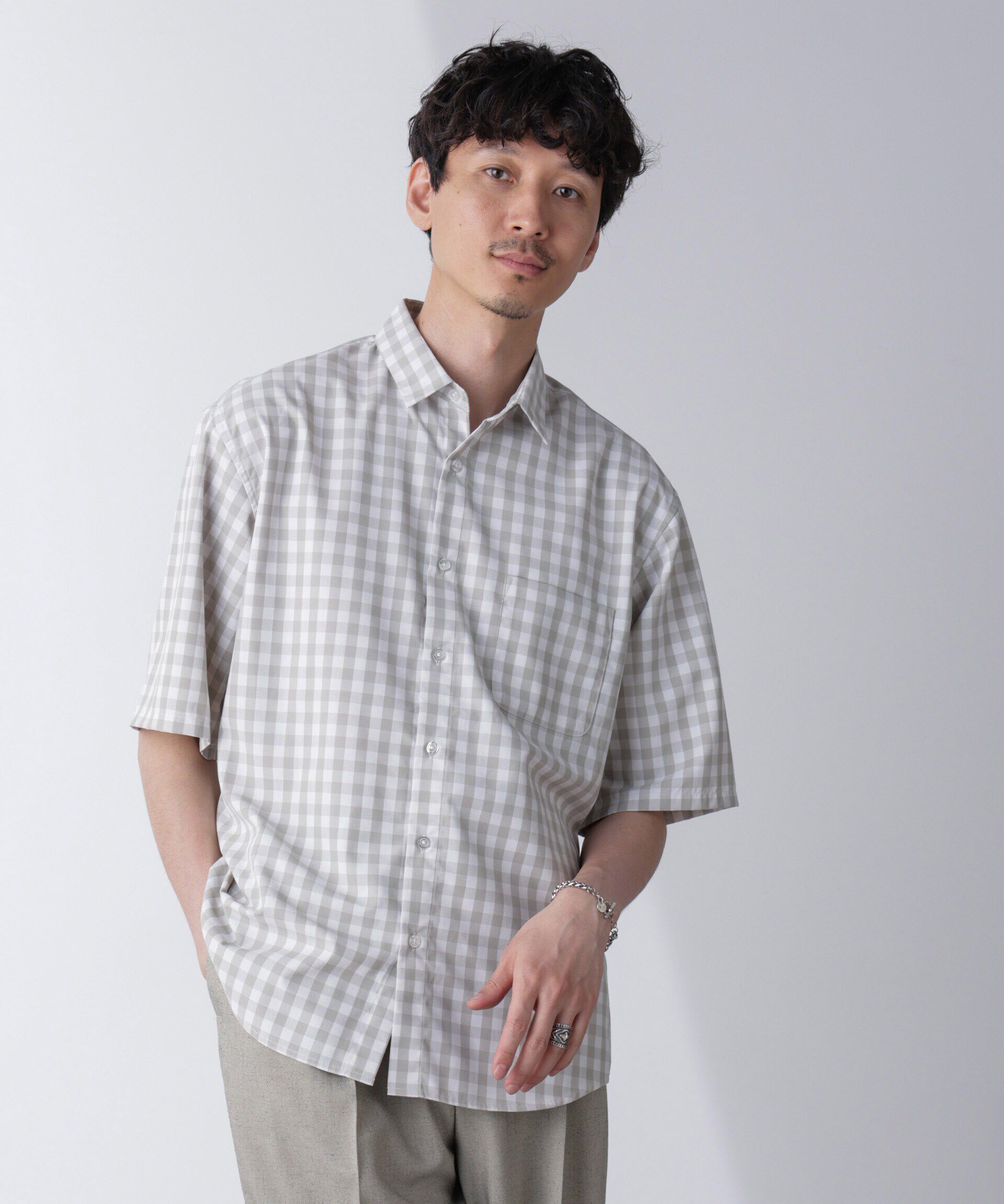 nano･universe「リラックスギンガムシャツ 半袖」|シャツ・ブラウス|