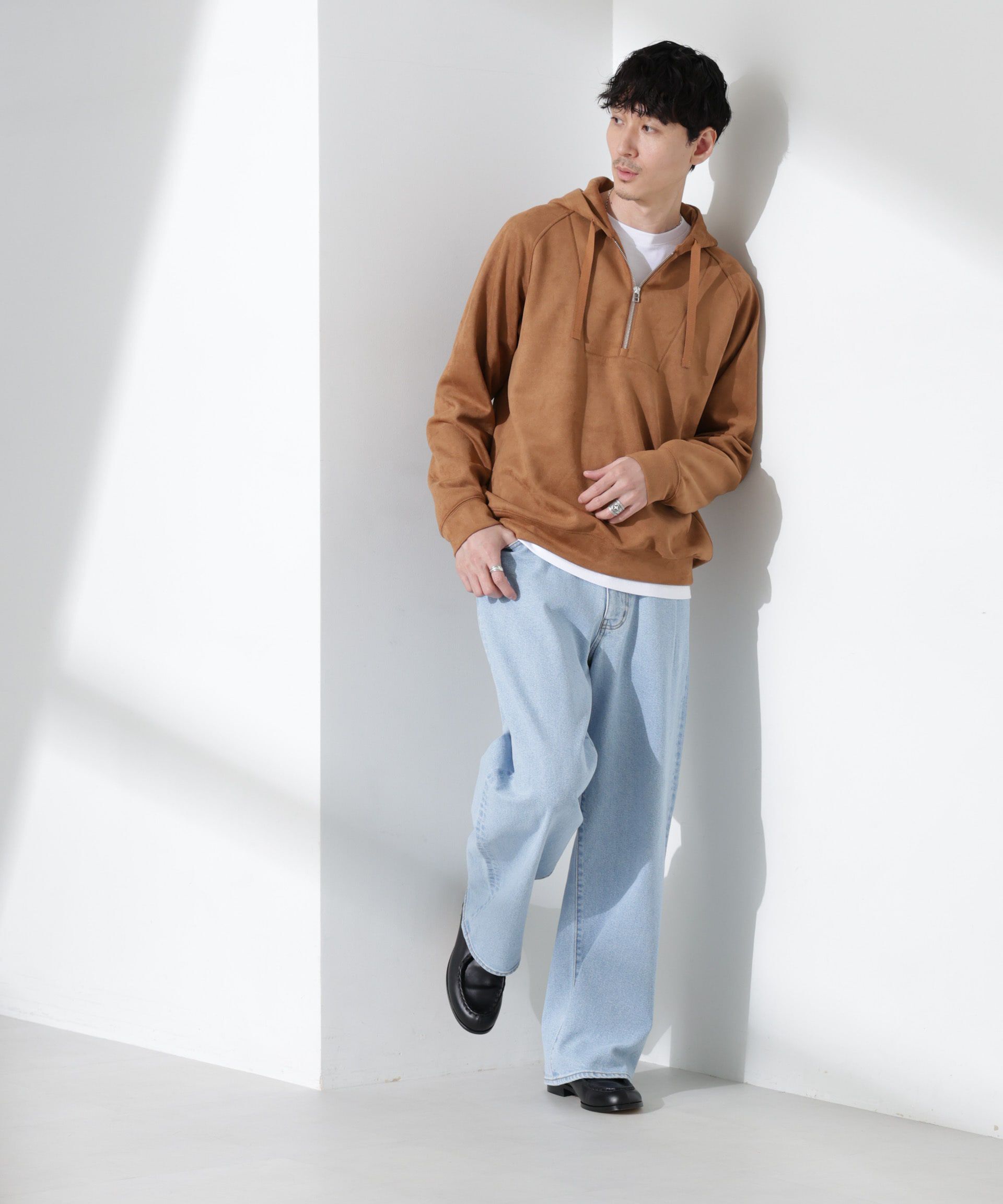 nano･universe「フェイクスエードハーフジップパーカーブルゾン」|ブルゾン・スタジャン|