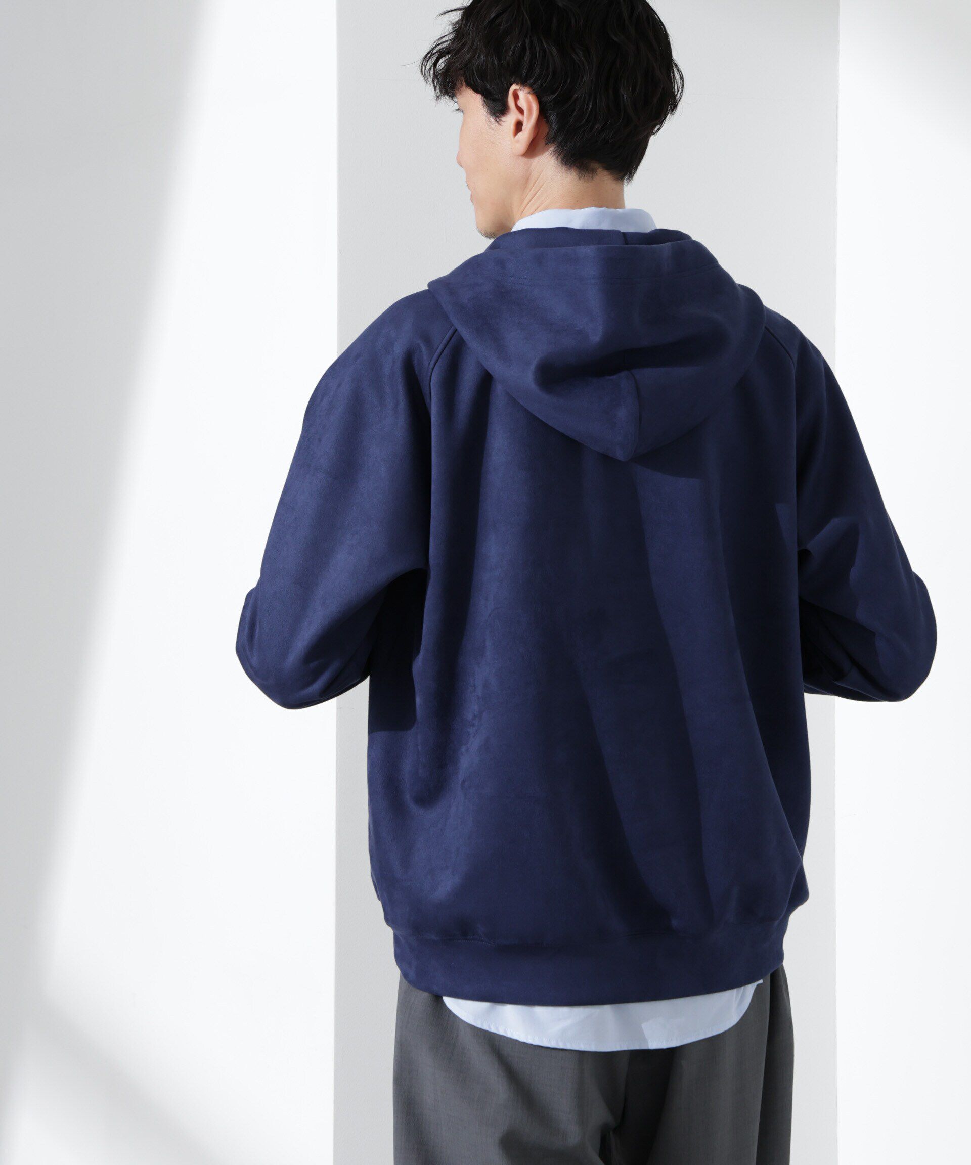 nano･universe「フェイクスエードハーフジップパーカーブルゾン」|ブルゾン・スタジャン|