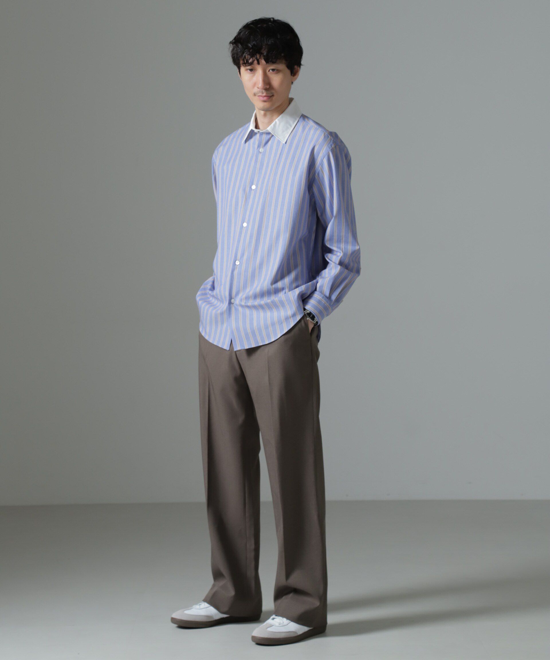 nano･universe「セミワイドストライプクレリックシャツ」|シャツ・ブラウス|