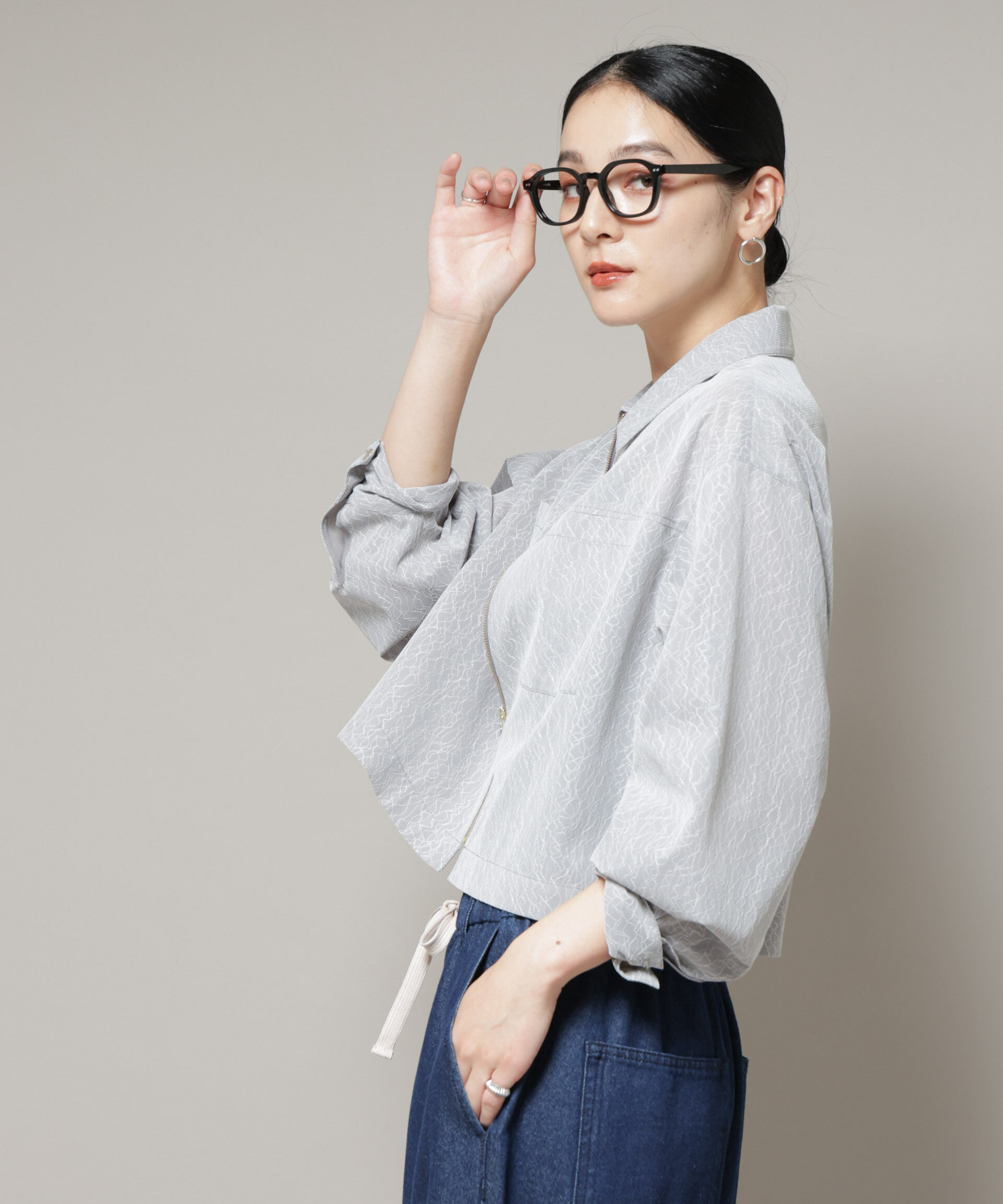 nano･universe「レースボンディングシャツブルゾン」|テーラードジャケット|