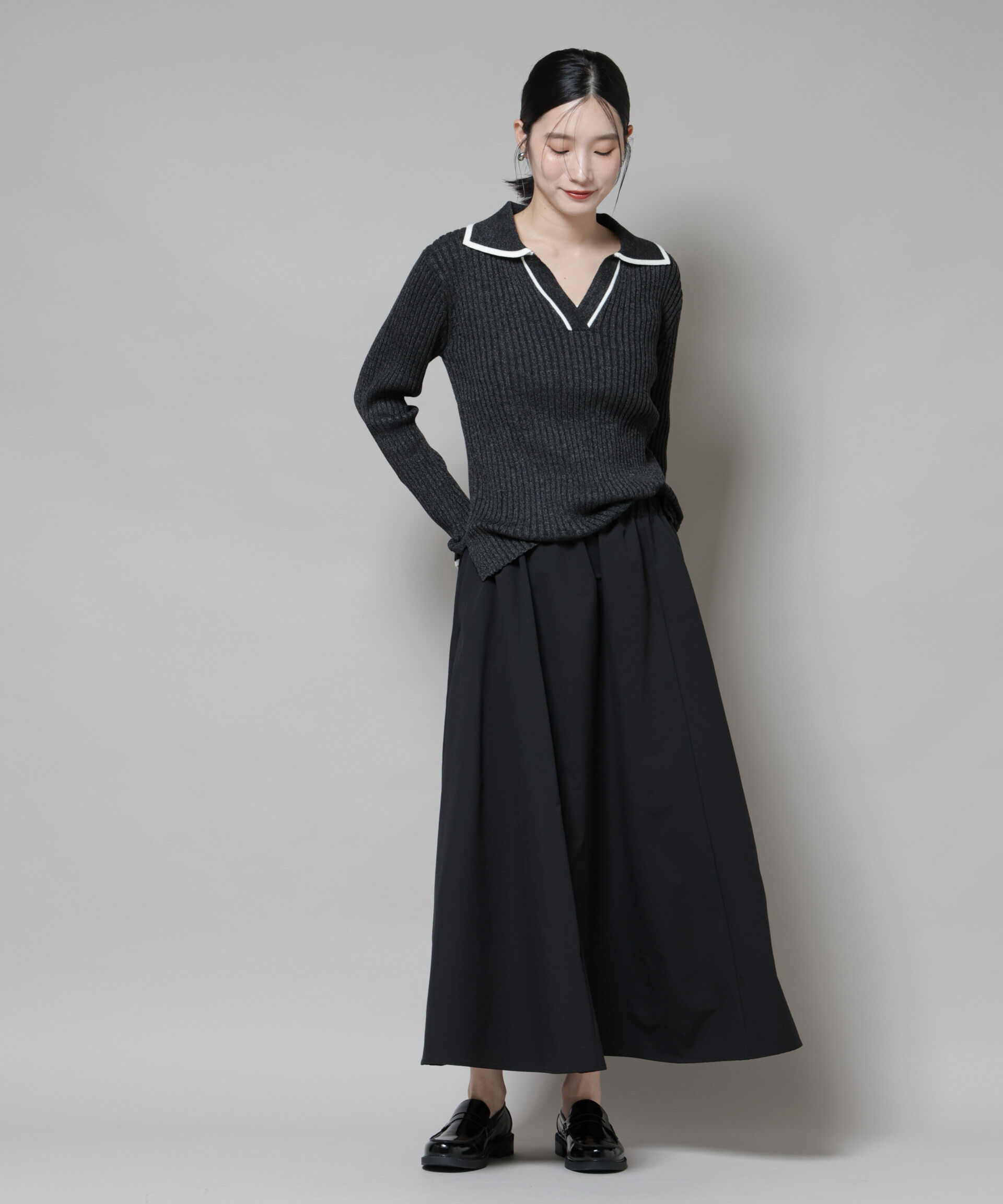 nano･universe「メランジスキッパーバイカラーニットプルオーバー(セットアップ可)」|ニット・セーター|