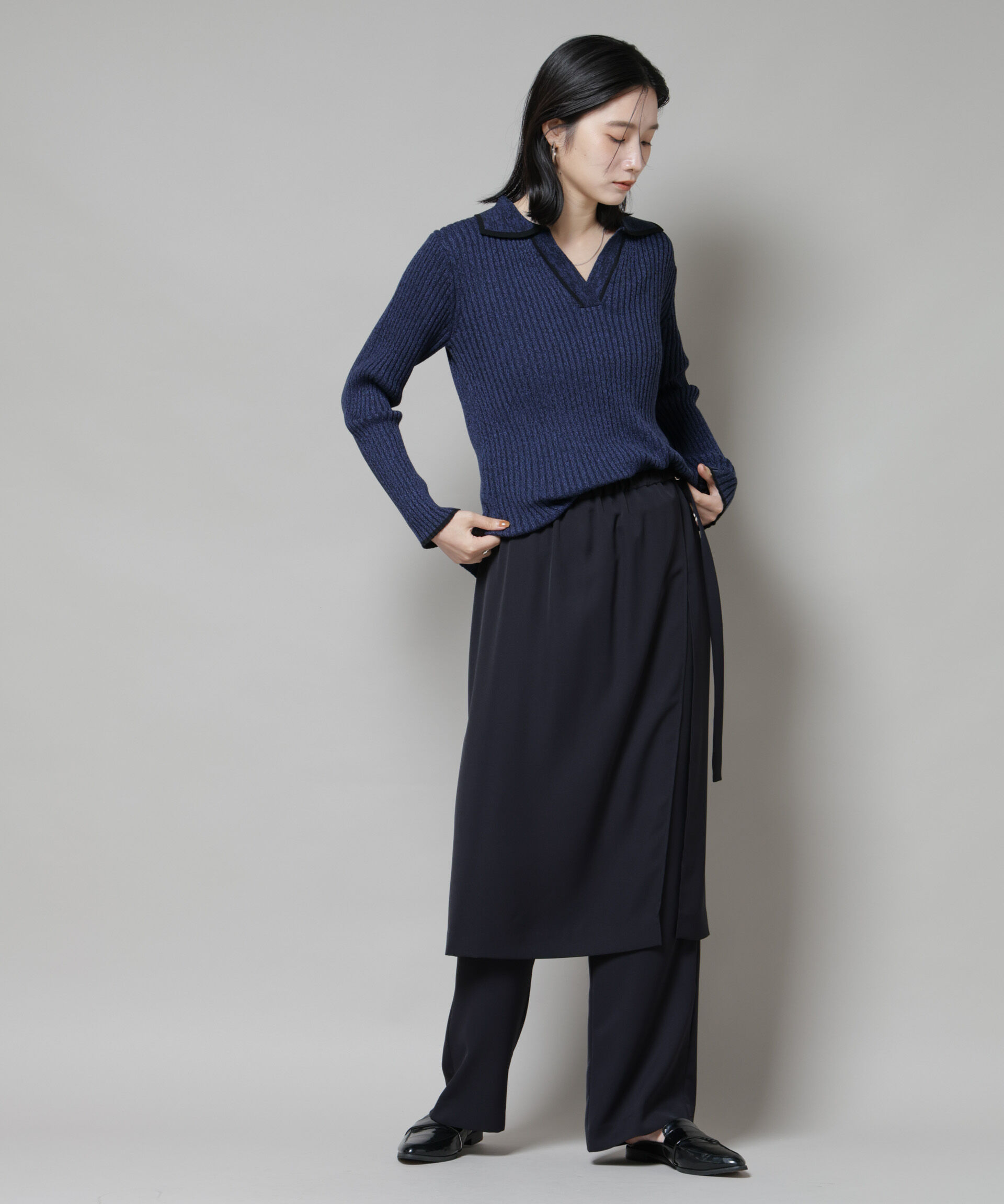 nano･universe「メランジスキッパーバイカラーニットプルオーバー(セットアップ可)」|ニット・セーター|