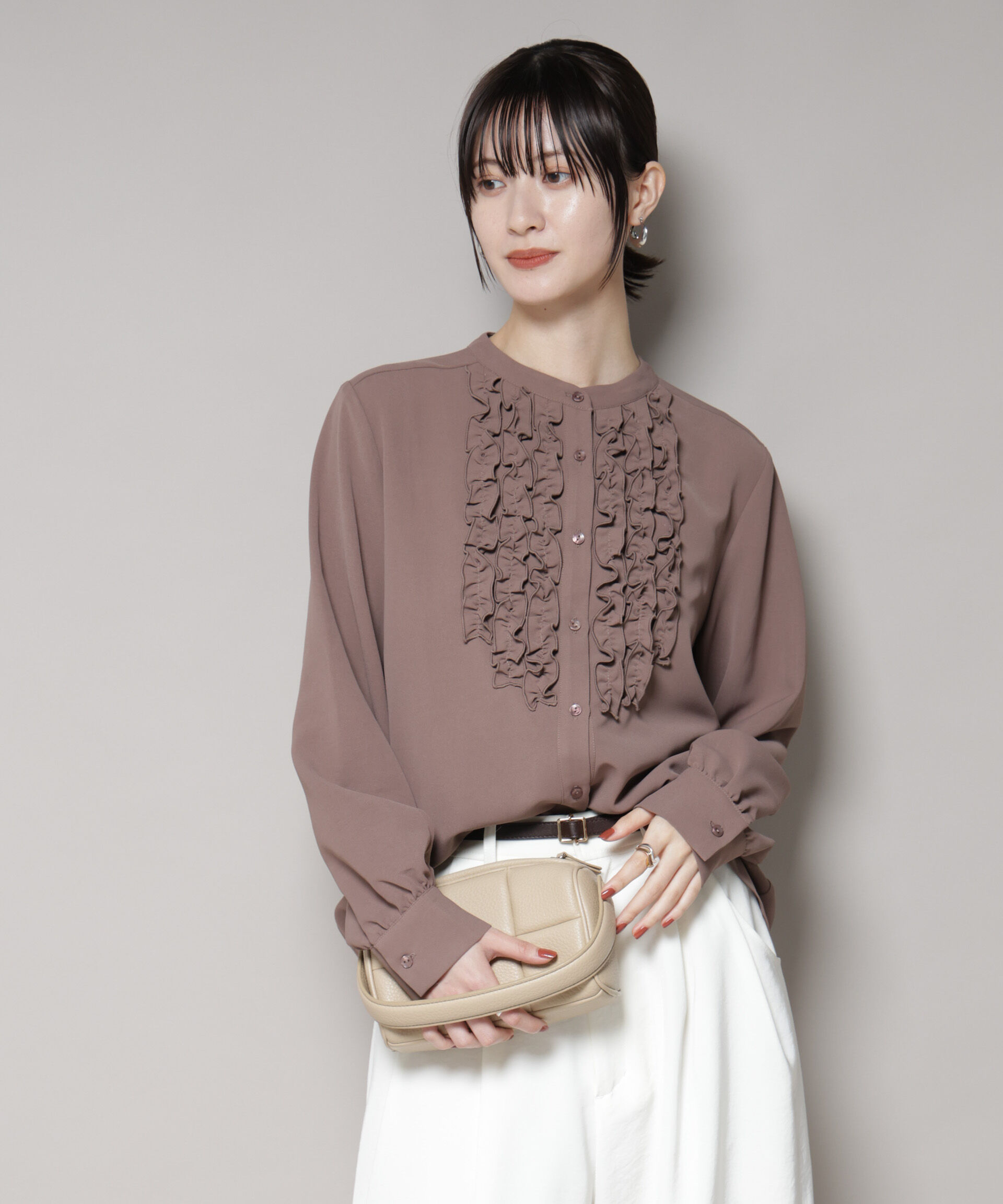 nano･universe「フロントフリルブラウス」|シャツ・ブラウス|モカ3