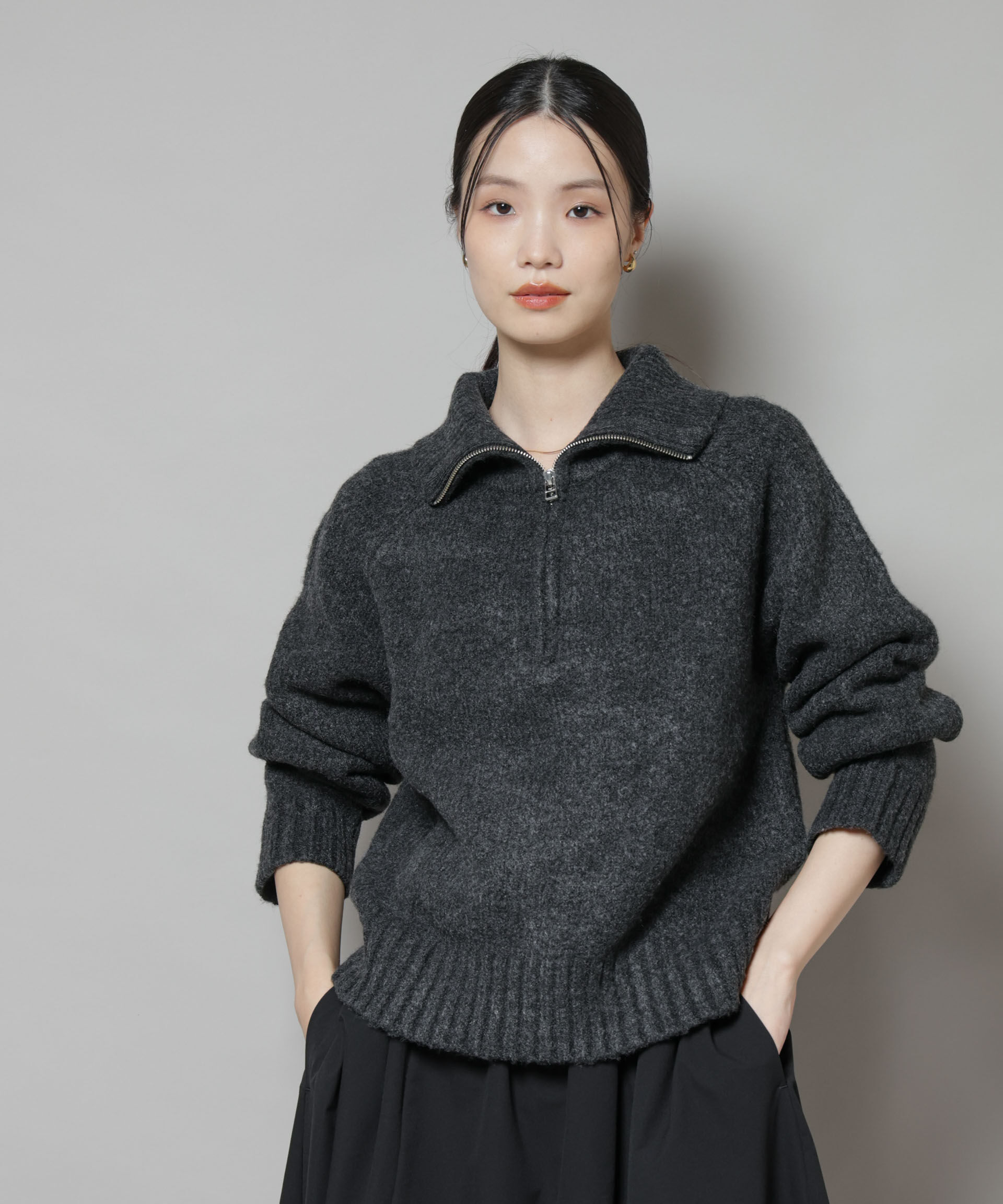 nano･universe「ハーフジップニットプルオーバー」|ニット・セーター|