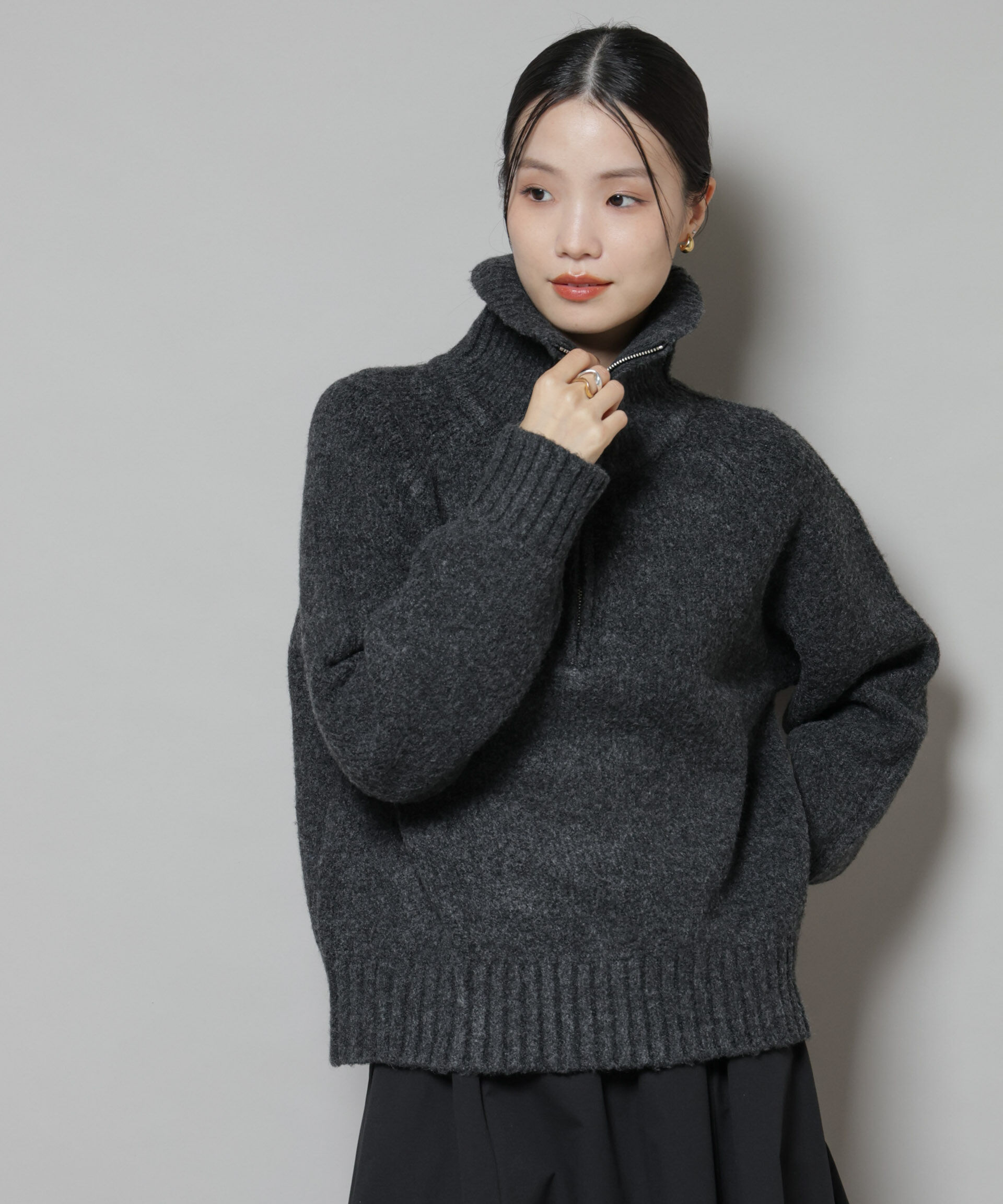 nano･universe「ハーフジップニットプルオーバー」|ニット・セーター|