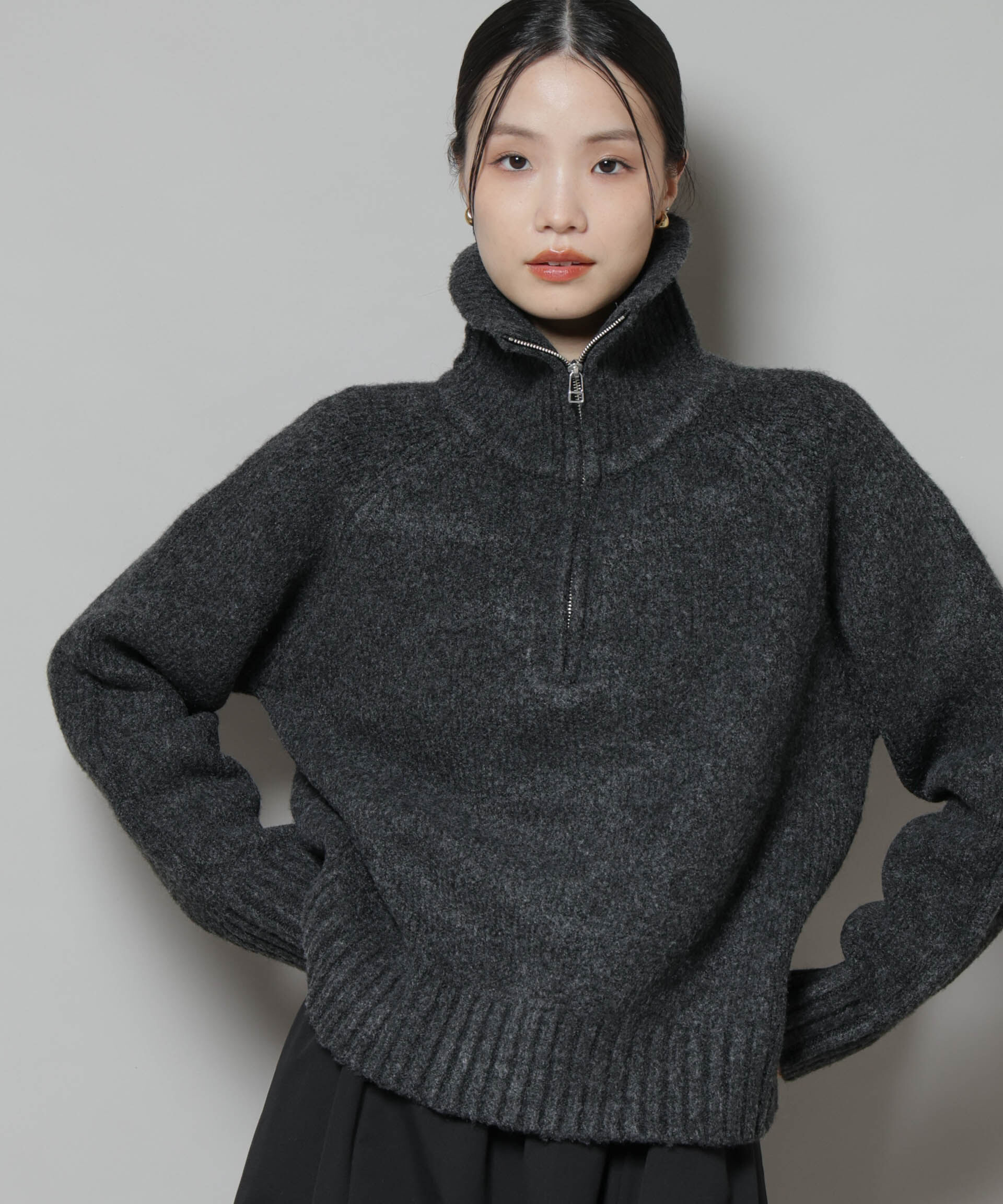 nano･universe「ハーフジップニットプルオーバー」|ニット・セーター|
