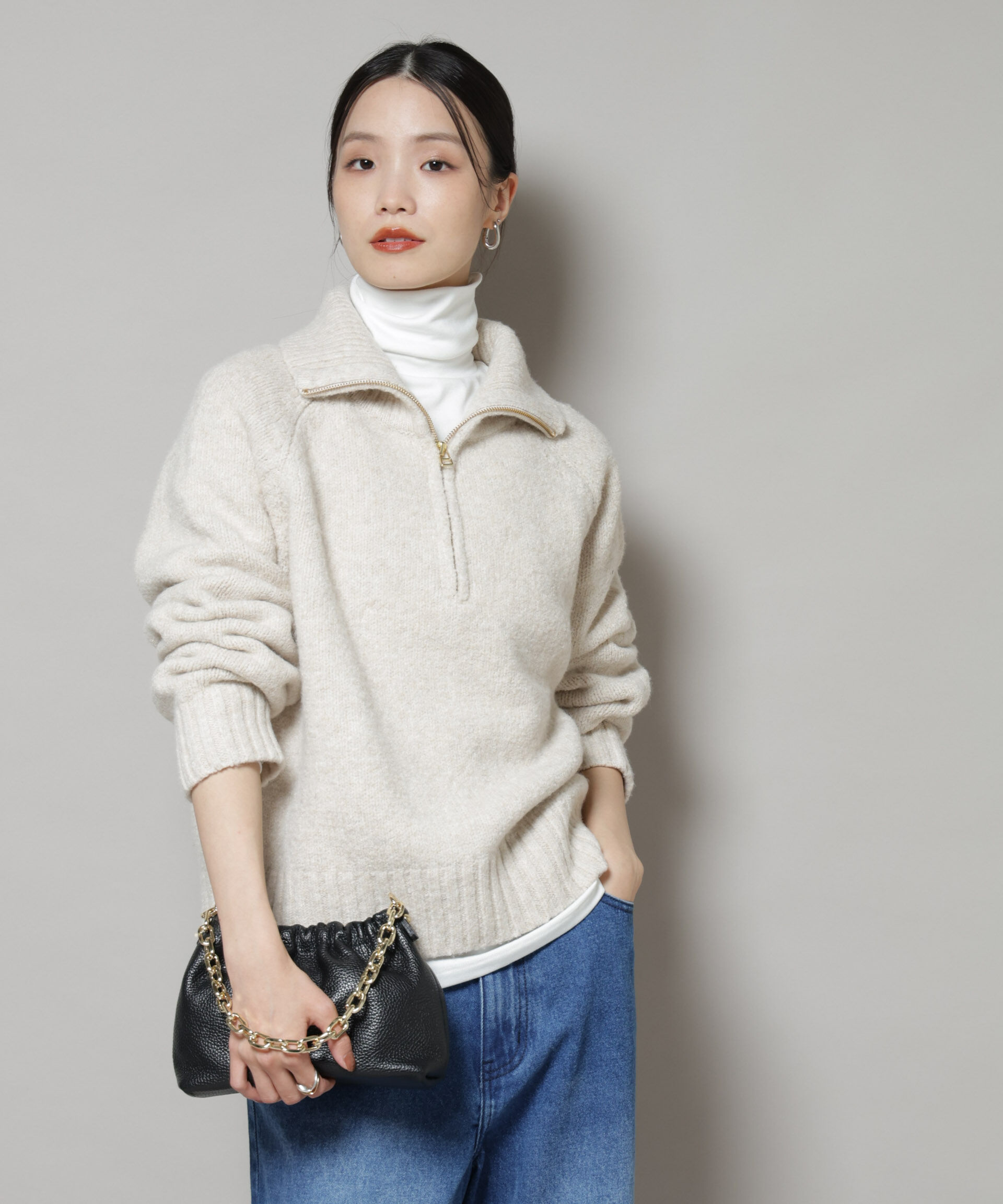 nano･universe「ハーフジップニットプルオーバー」|ニット・セーター|