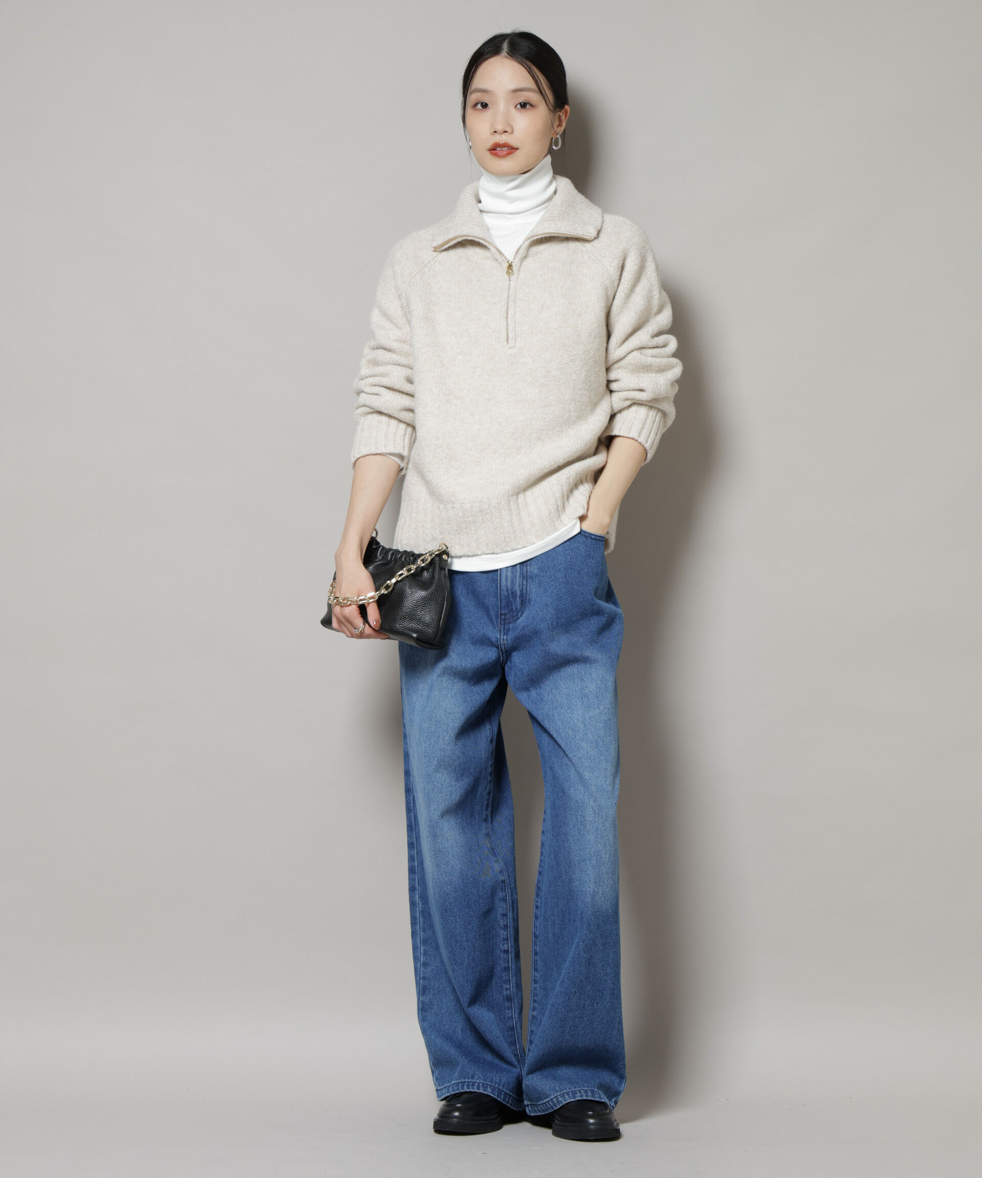 nano･universe「ハーフジップニットプルオーバー」|ニット・セーター|