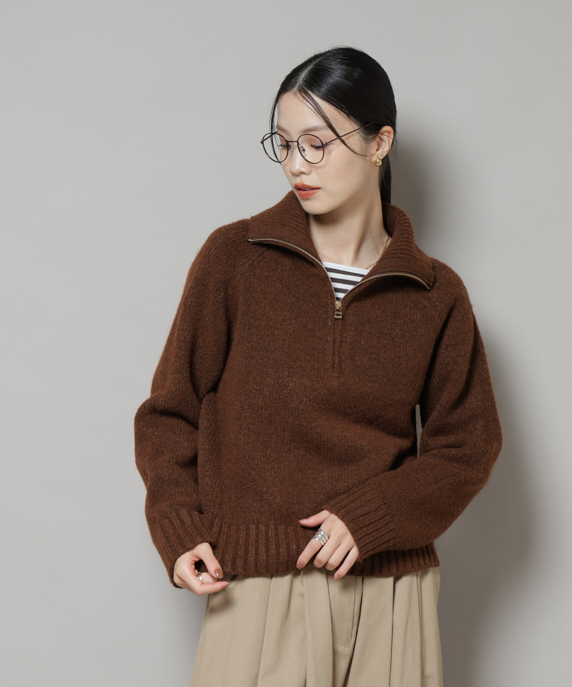 nano･universe「ハーフジップニットプルオーバー」|ニット・セーター|