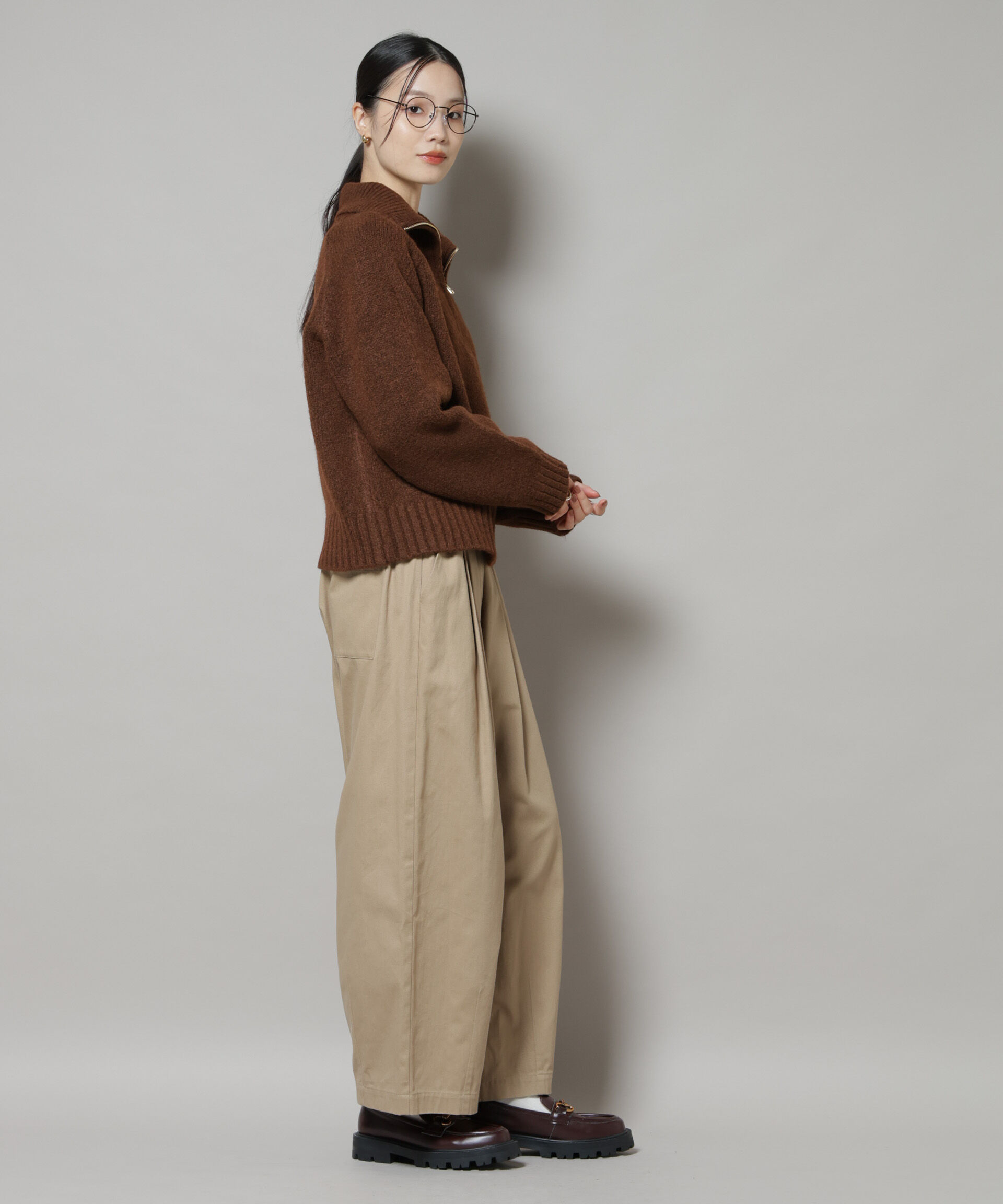 nano･universe「ハーフジップニットプルオーバー」|ニット・セーター|