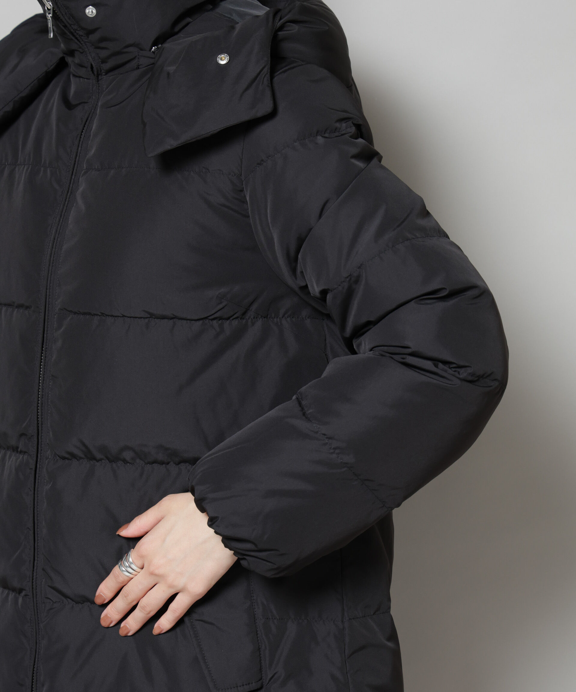 nano･universe「撥水加工 フードロングダウンコート」|ダウン|