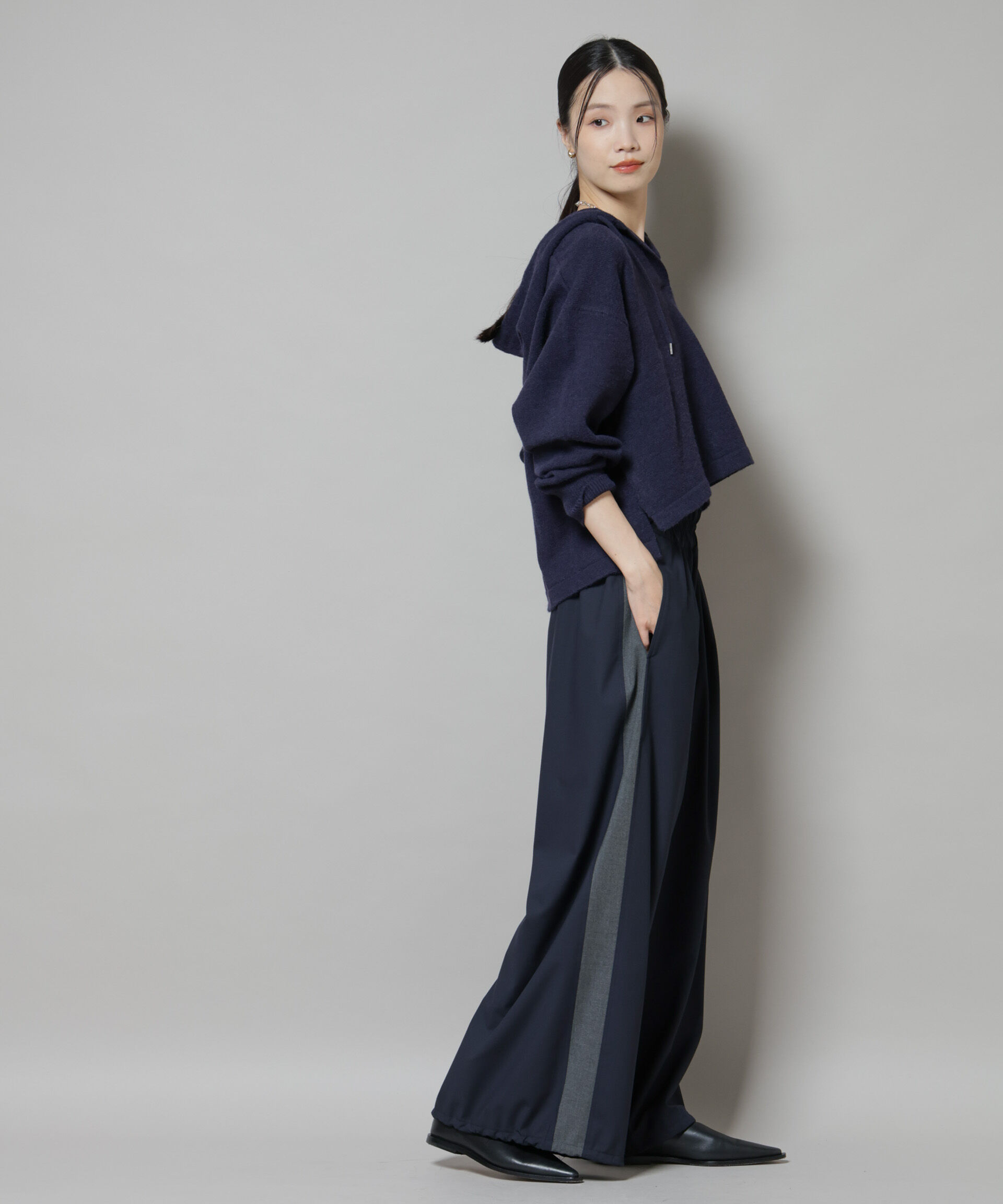 nano･universe「スキッパーフードニット」|ニット・セーター|