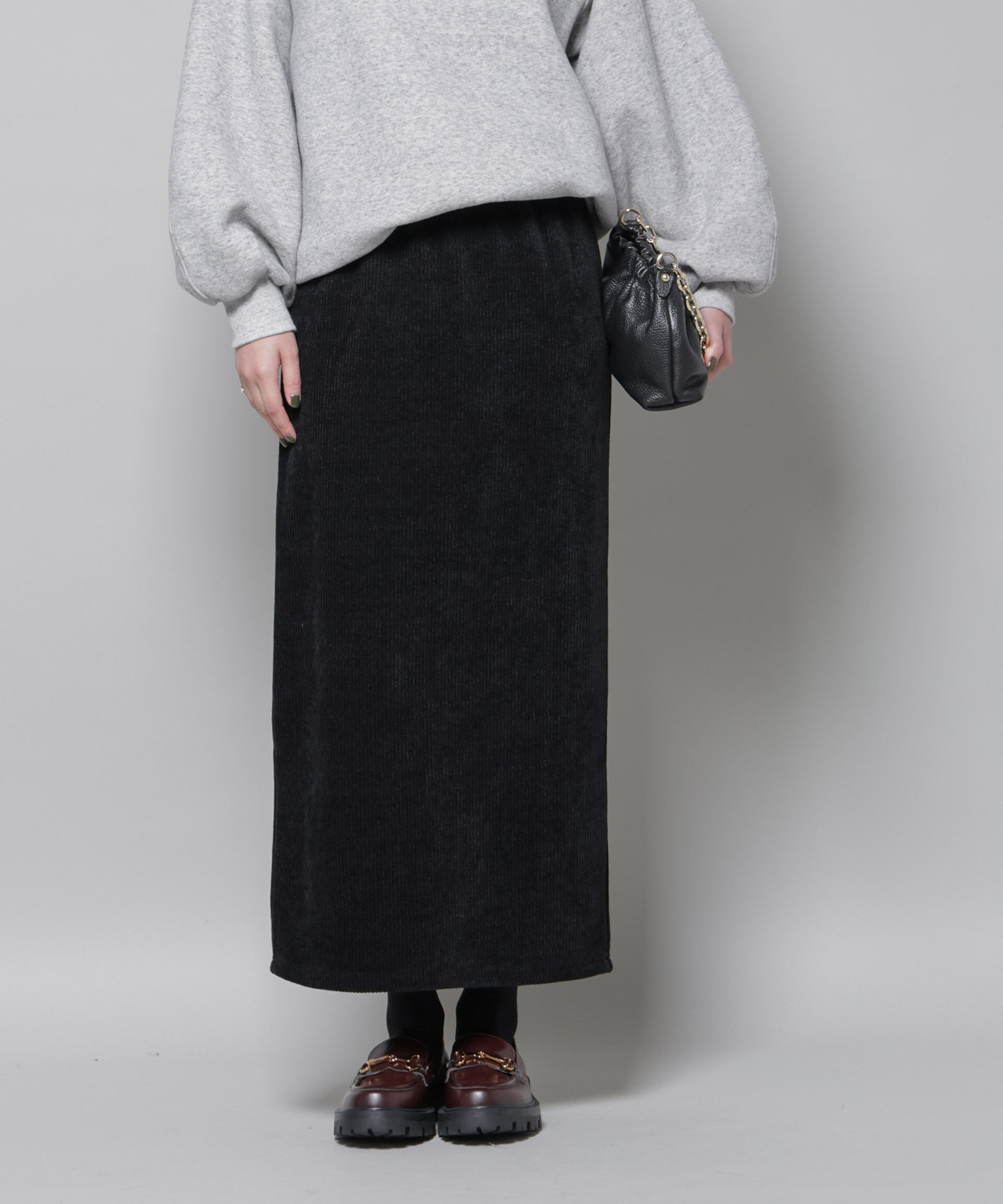 nano･universe「起毛リブカットタイトロングスカート」|スカート|