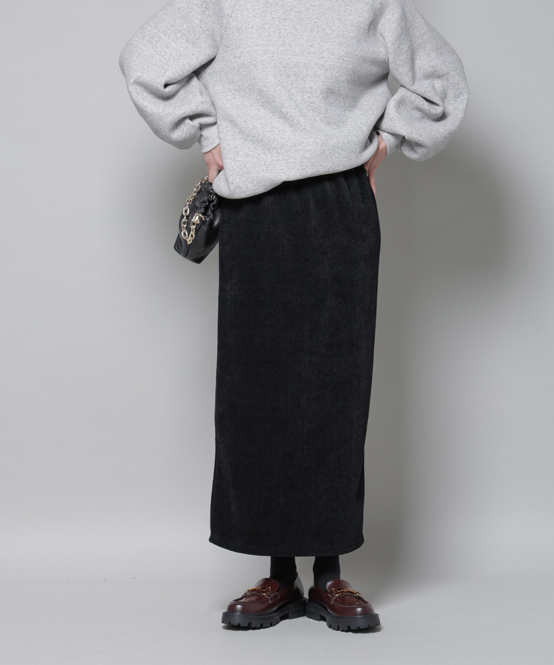 nano･universe「起毛リブカットタイトロングスカート」|スカート|