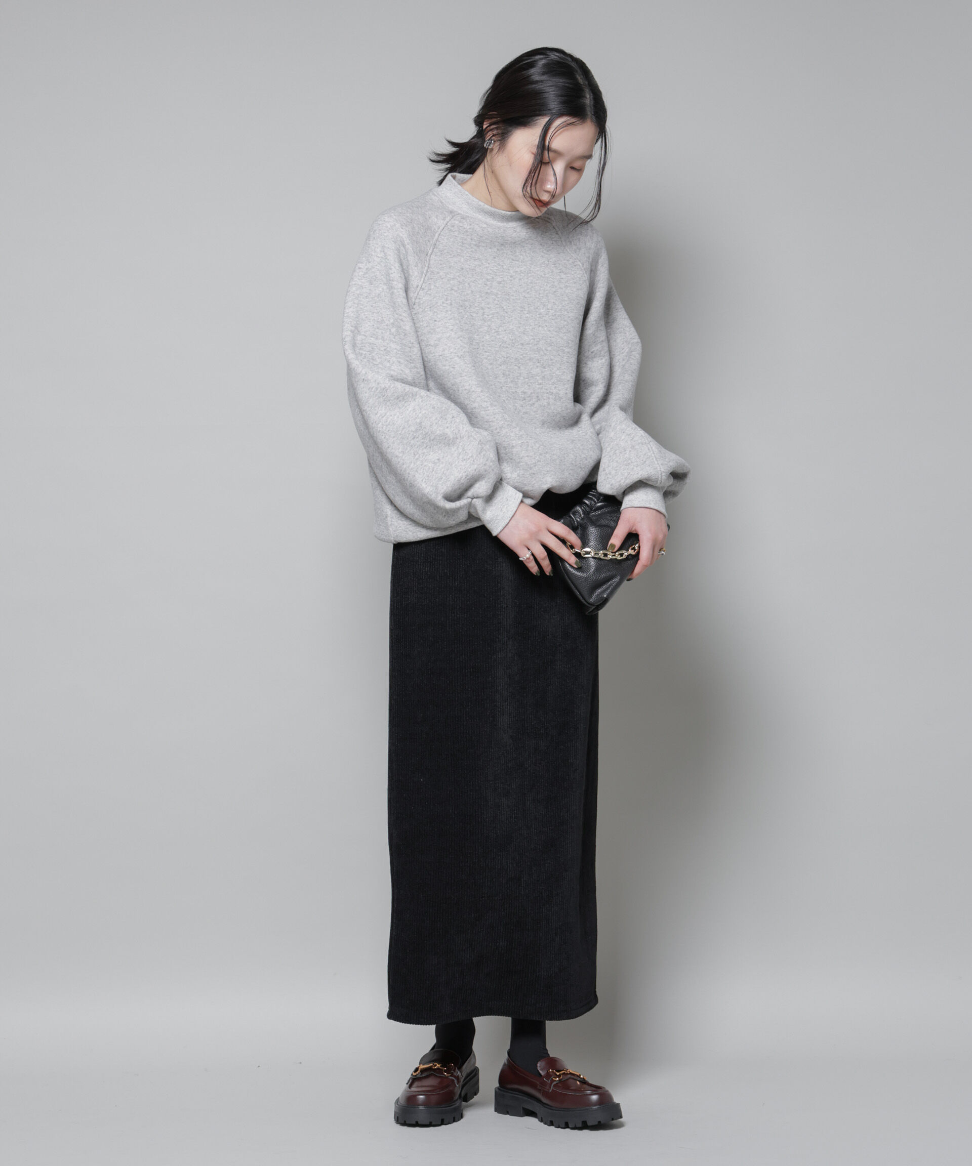nano･universe「起毛リブカットタイトロングスカート」|スカート|